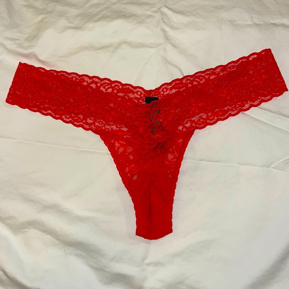 Victoria’s Secret “The Lacie” red lace thong